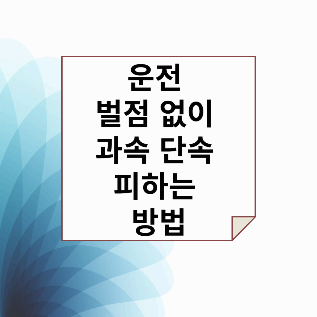 운전 벌점 없이 과속 단속 피하는 방법