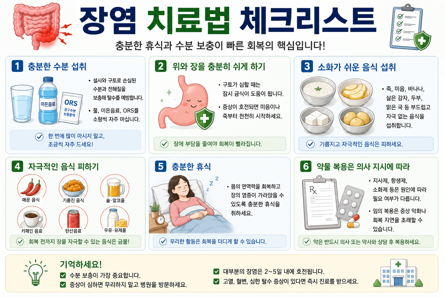 장염 치료법 체크리스트 이미지