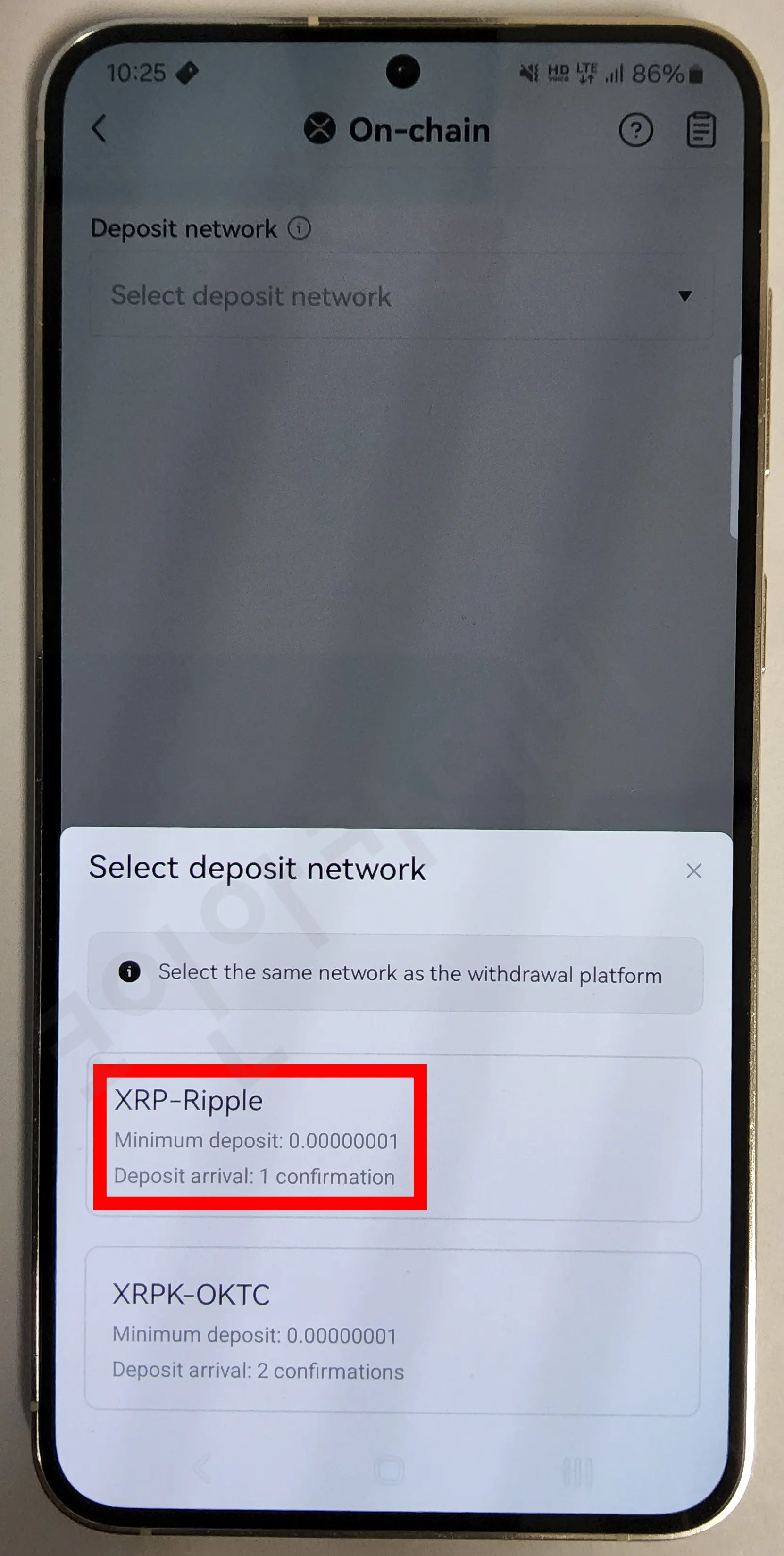 OKX xrp network