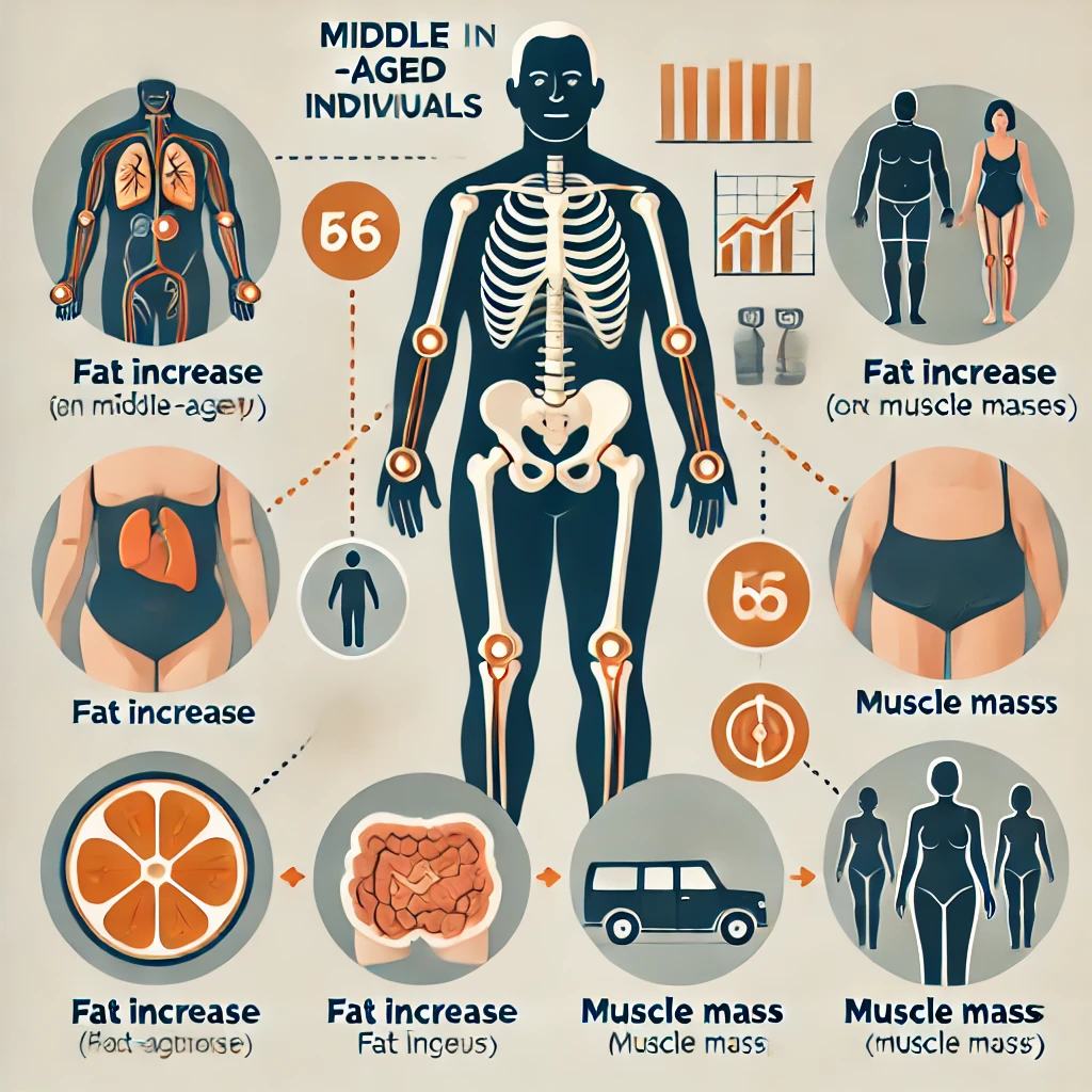 중년의 신체 변화를 설명하는 인포그래픽
