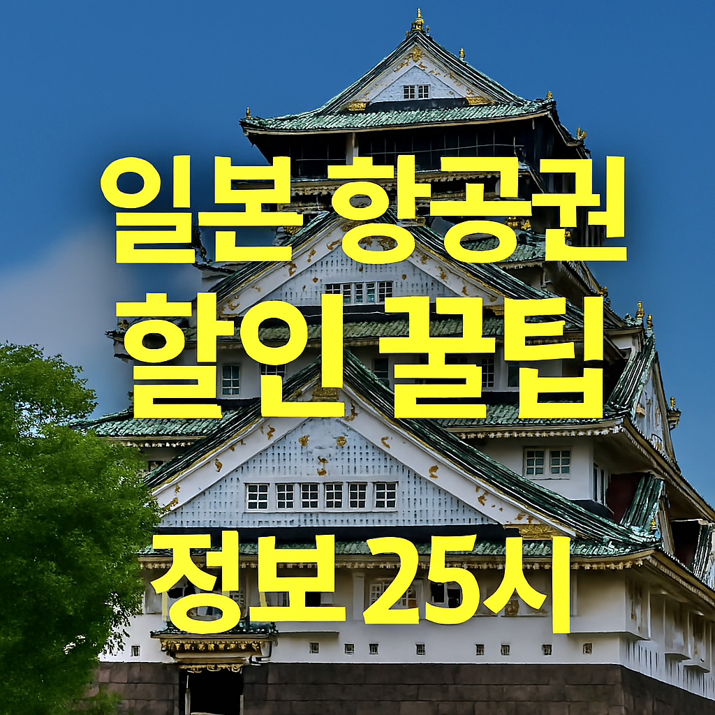 일본 오사카성을 배경으로한 일본 항공권 안내사진