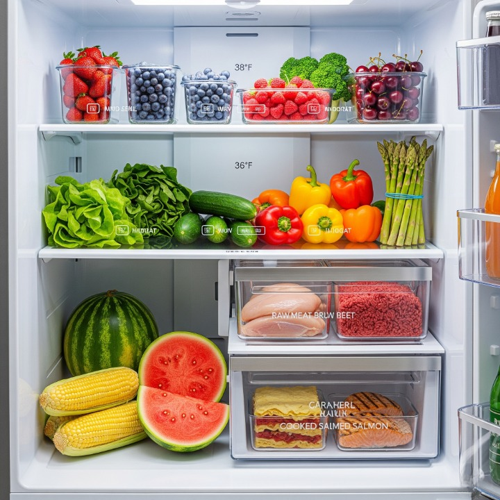 냉장고 보관 요령을 알기쉽게 보여주는 이미지
