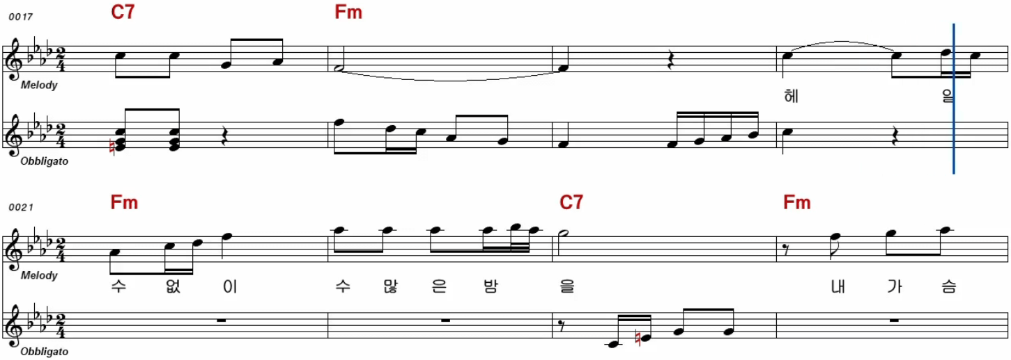 이예준(이미자) 동백 아가씨 악보