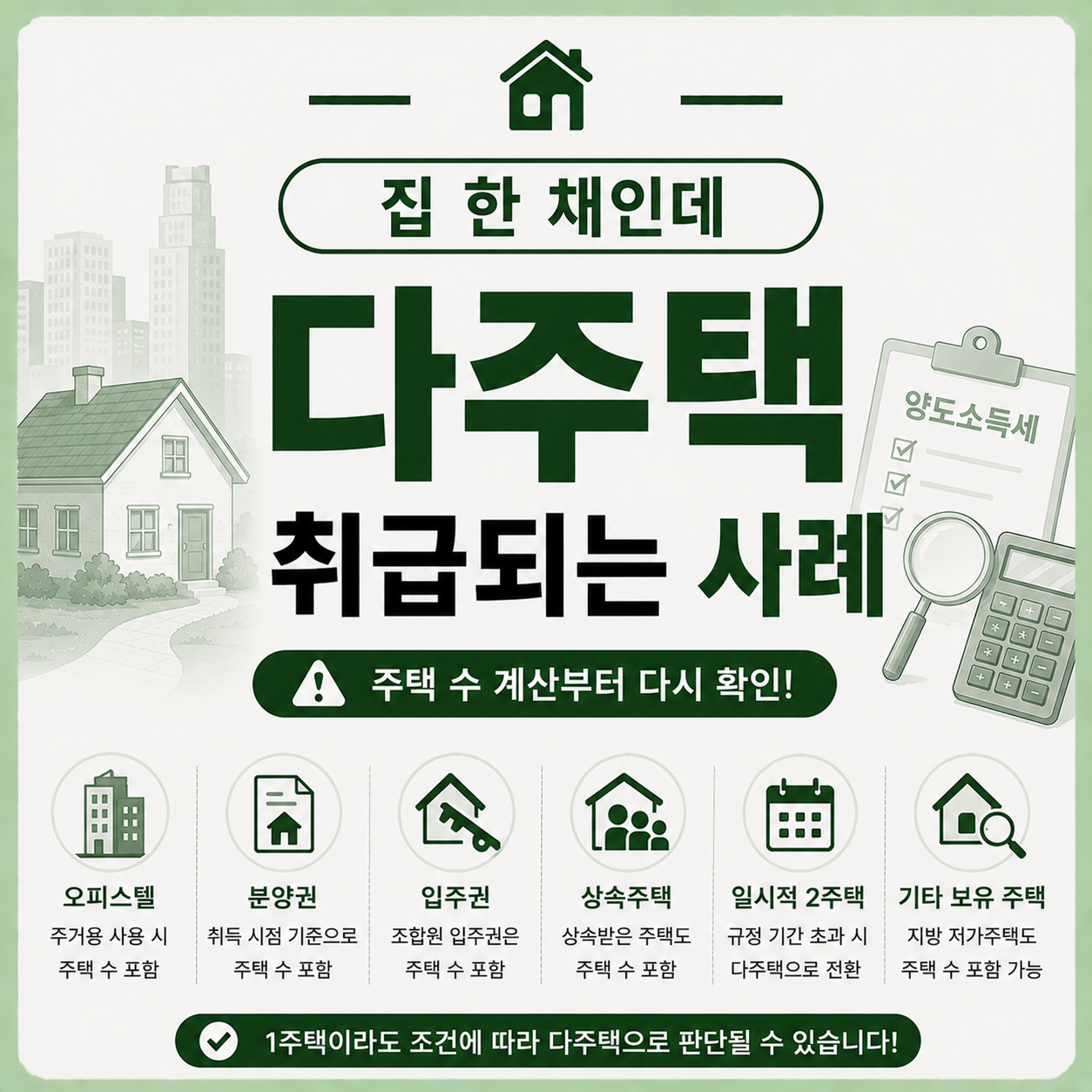 집 한 채인데 다주택으로 판단될 수 있는 사례를 확인하는 모습