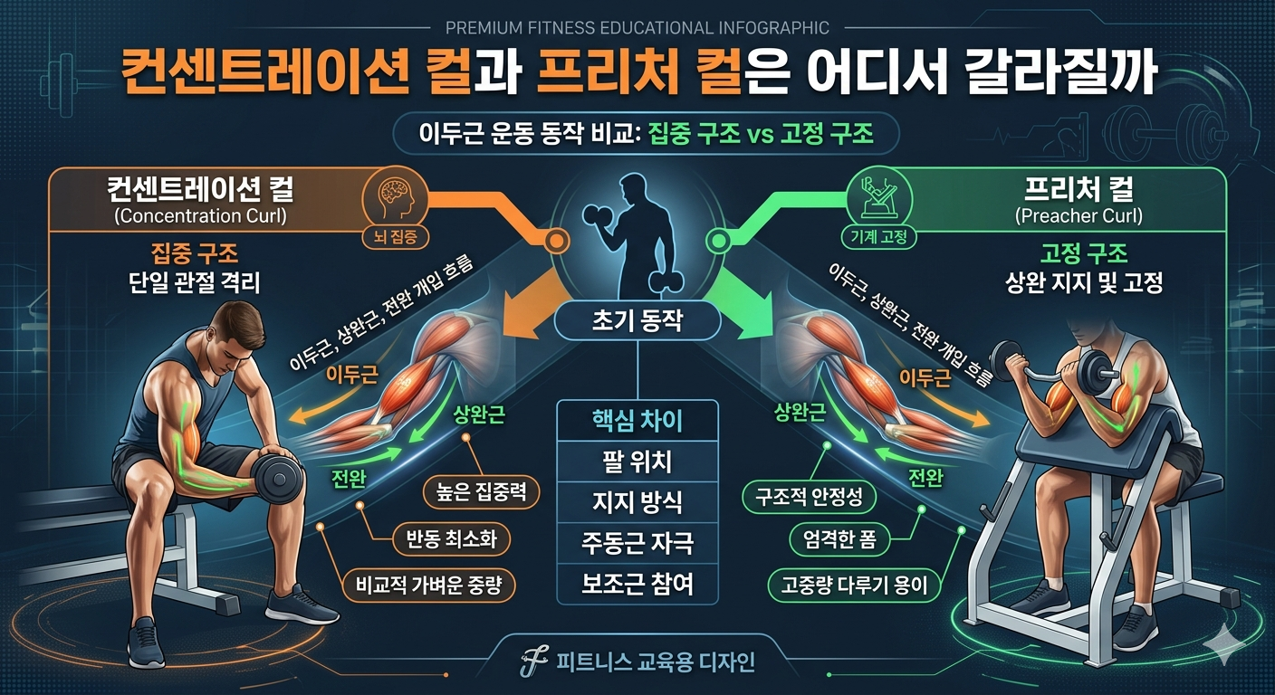 컨센트레이션 컬과 프리처 컬은 어디서 갈라질까