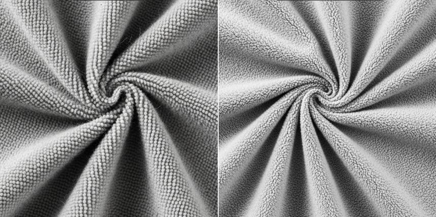 극세사와 초극세사의 차이점을 보여주는 분할 이미지