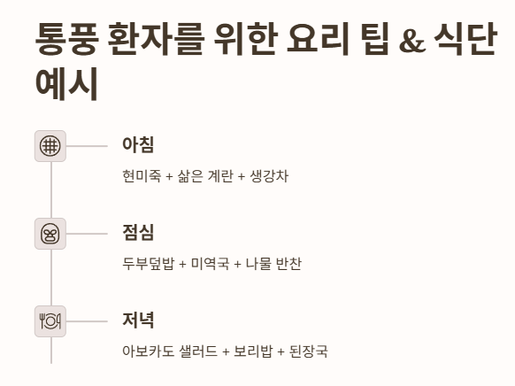 통풍 환자를 위한 요리 팁 &amp; 식단 예시