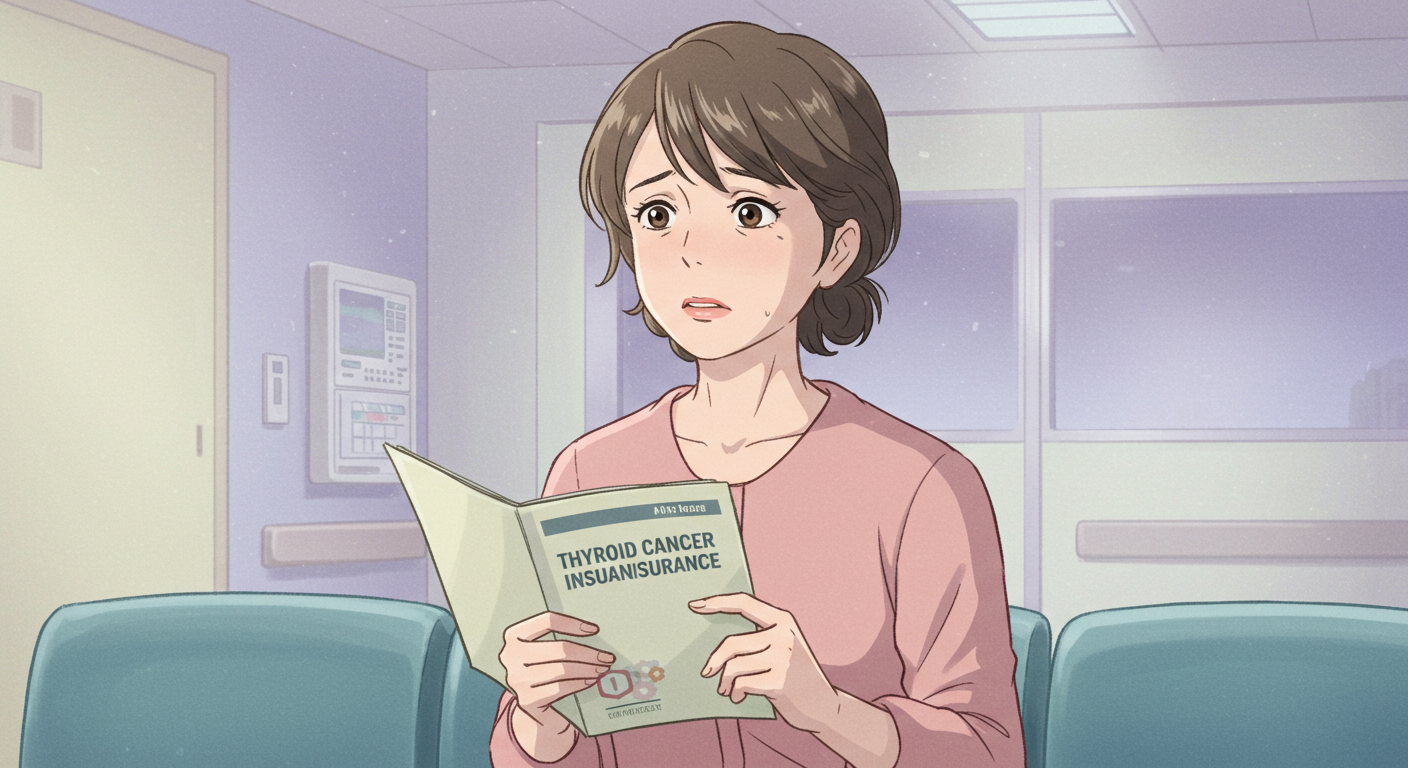 갑상선암 보험 안내서를 확인하는 여성