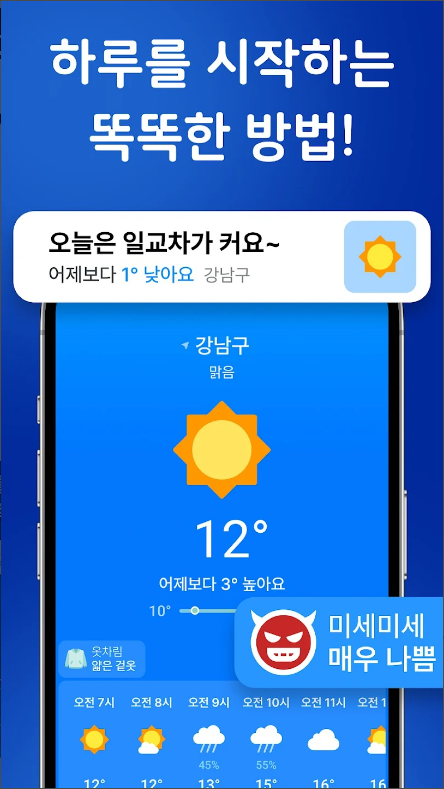 실시간 일기 예보, 시간별 날씨 예보, 오늘 날씨 예보, 미세먼지 정보