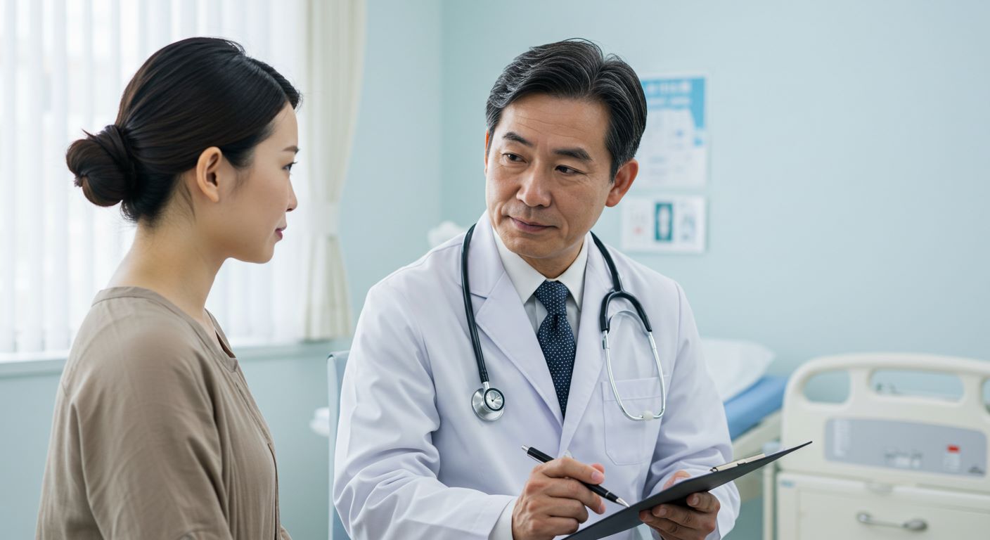 의사와 상담중인 환자 사진