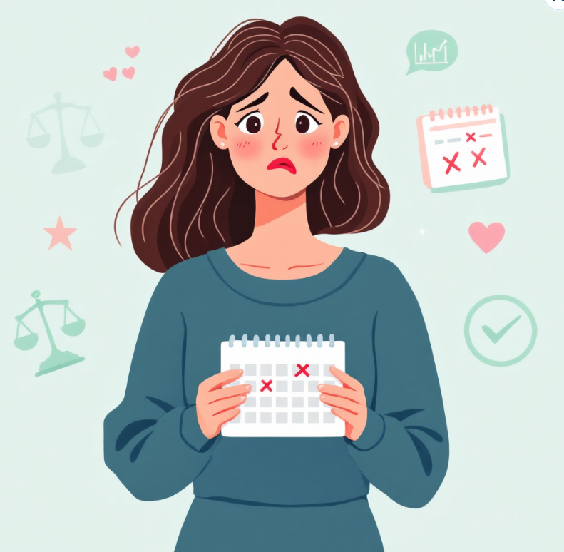 생리불순을 표현한 여성의 그림