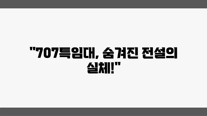대한민국의 방패: 707특임대의 특수 임무