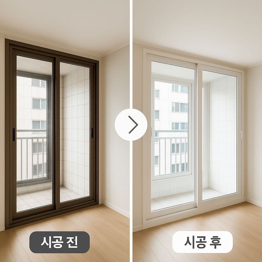 인테리어 샷시 시공 전 후 비교