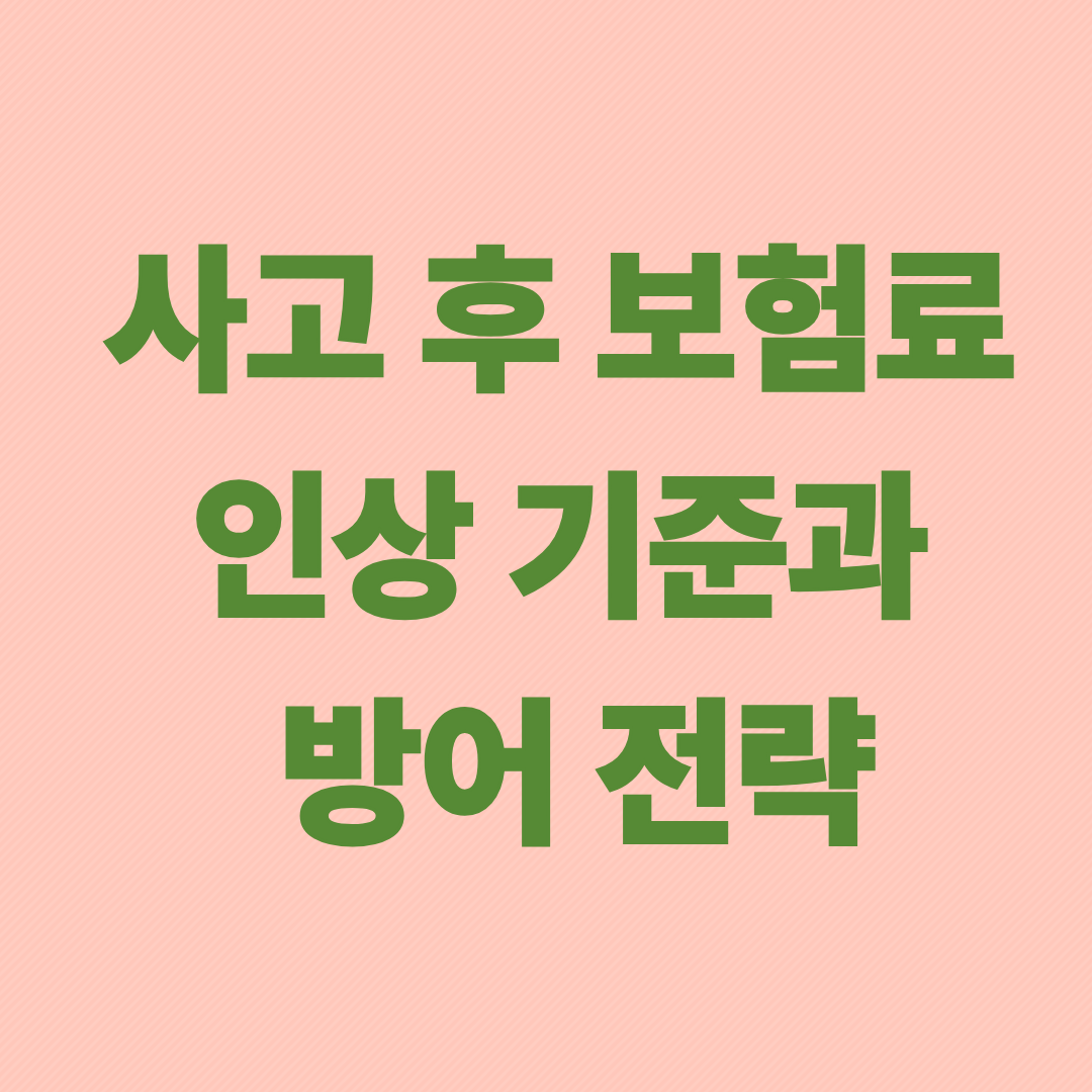 사고 후 보험료 인상 기준과 방어 전략