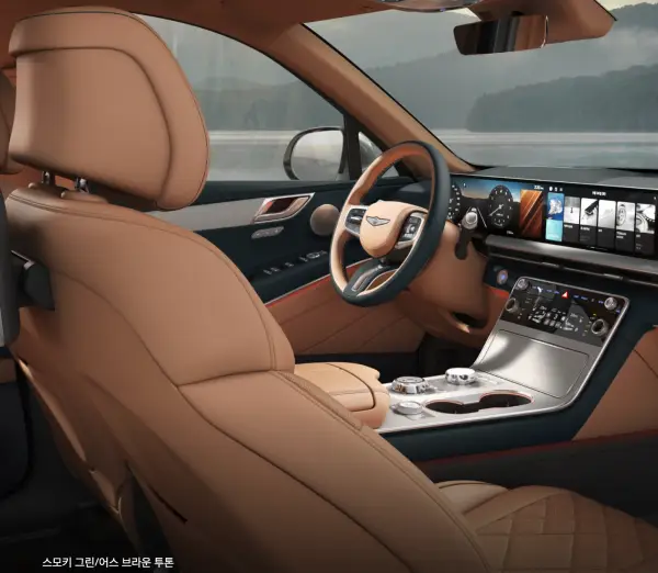 제네시스 gv80 실내 브라운 색상