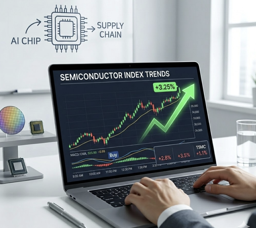 주가 그래프가 보이는 컴퓨터모니터화면