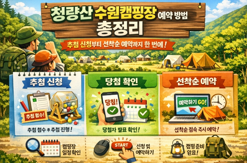청량산 수원캠핑장 예약 방법 총정리, 추첨 신청부터 선착순 예약까지 한 번에