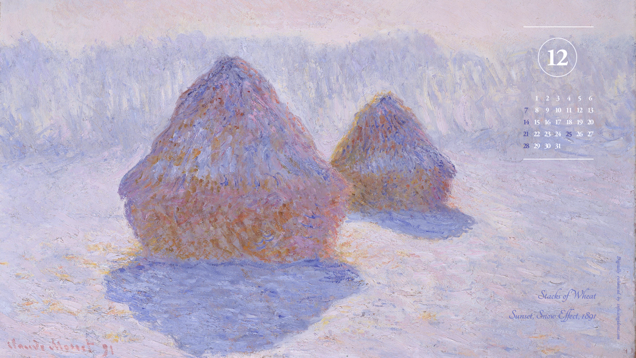 11 건초더미, 눈과 태양의 효과 A - 2025년12월 노트북배경화면