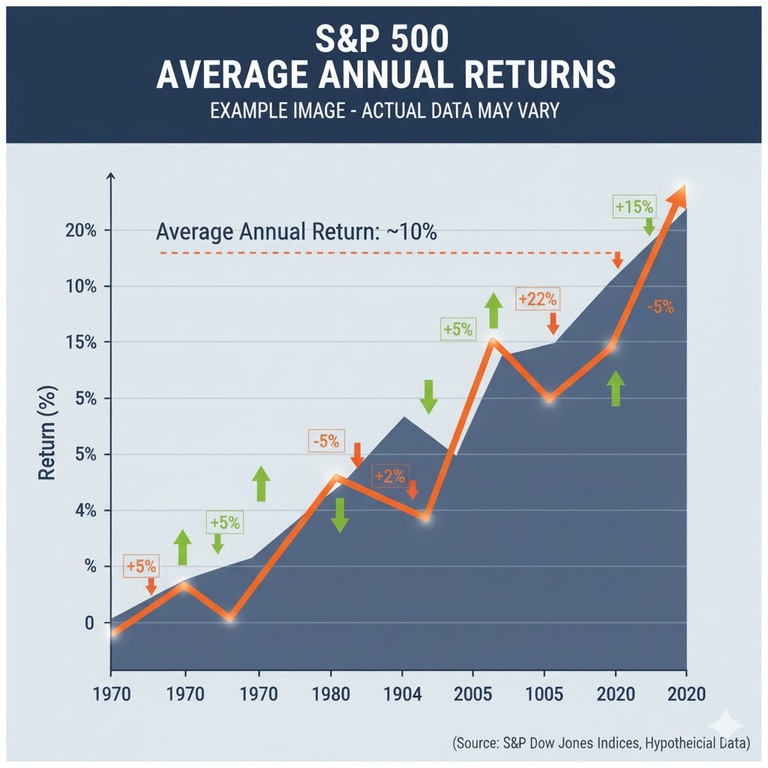 S&amp;P 500 연평균 수익률 예시 - 실제 데이터는 변동될 수 있습니다