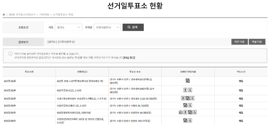 수원시 장안구 본투표소 알아보기