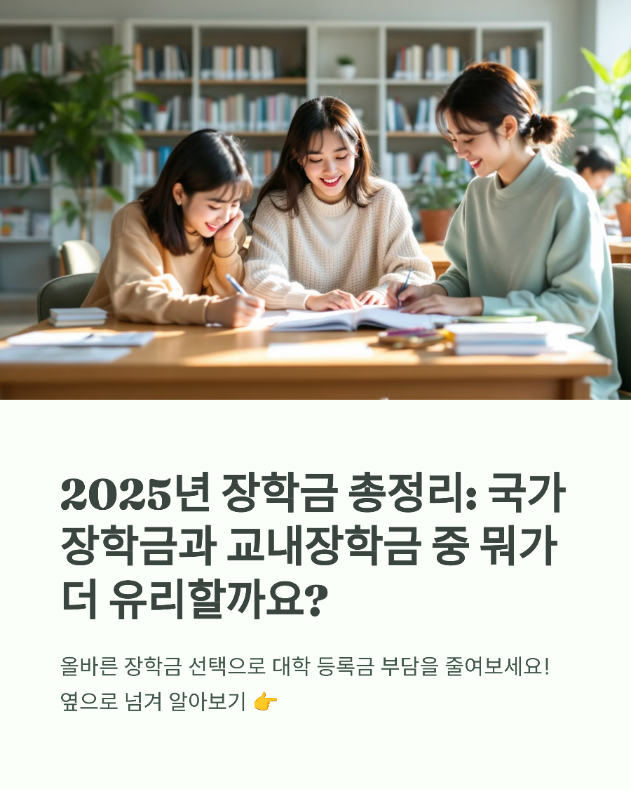 2025년 국가장학금 vs 교내장학금 비교 어떤 장학금이 나에게 더 유리할까