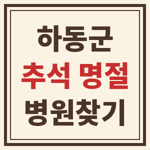 경남 하동군 추석 명절 연휴 24시 내 근처 병원 찾기 썸네일