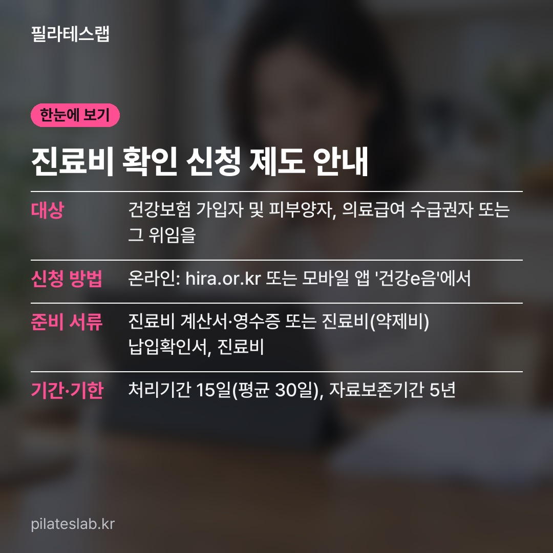 진료비 확인 신청 제도 안내 한눈에 보기