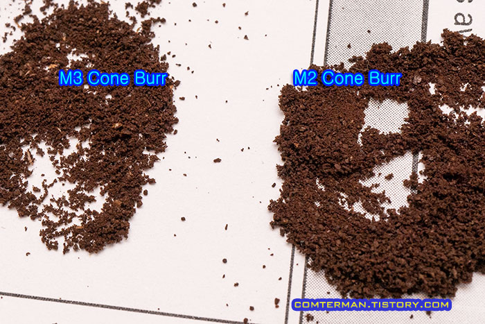 M3 M2 콘 버 분쇄도 비교