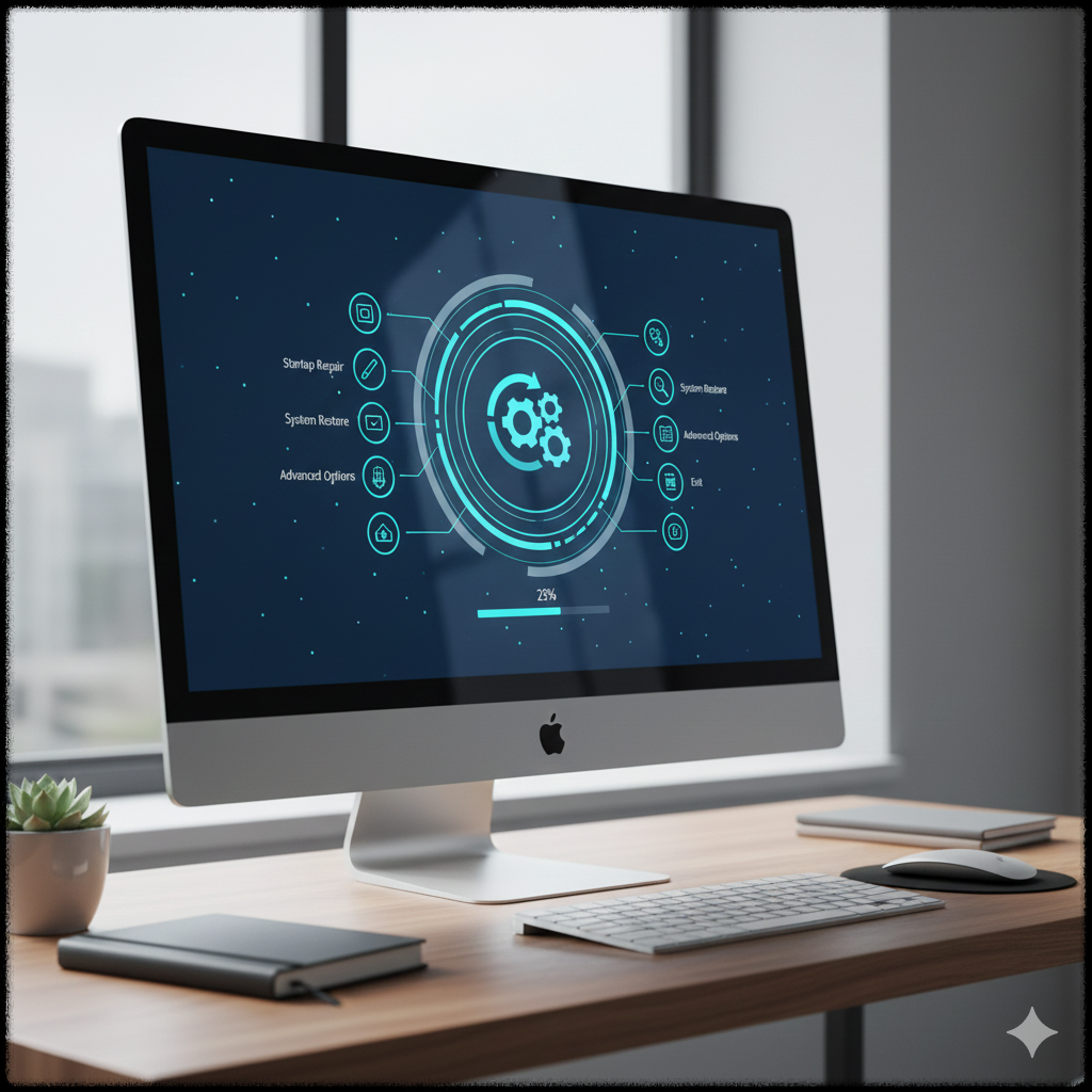 윈도우 복구 시스템으로 문제 해결을 하는 모습