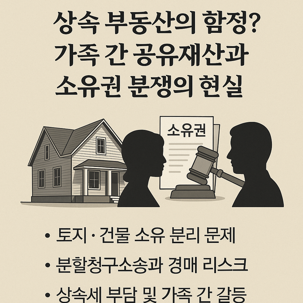 상속 부동산, 공유 재산, 분할청구소송, 경매, 상속세, 지상권 분쟁, 가족 간 갈등, 법인회생