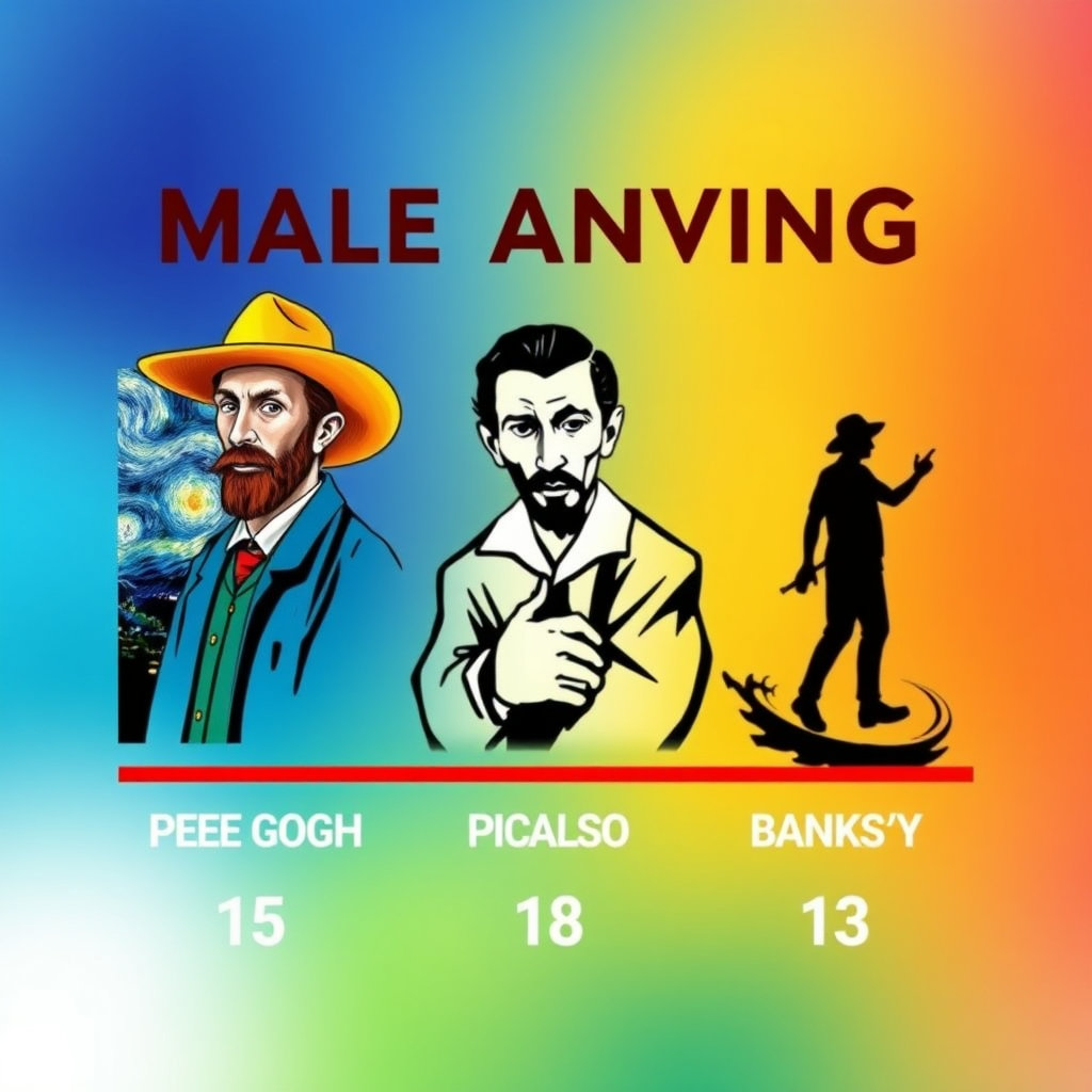한국 남성 인기 화가 순위 (고흐, 피카소, 뱅크시)