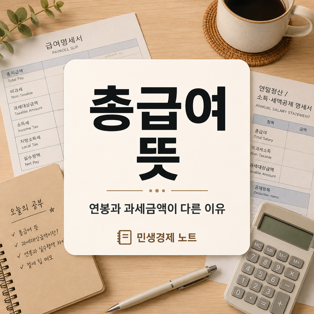 총급여 뜻과 연봉과 과세금액이 다르게 보이는 이유를 설명하는 민생경제노트 대표 이미지