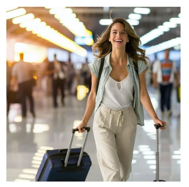 캐리어 끌고 있는 여자 이미지