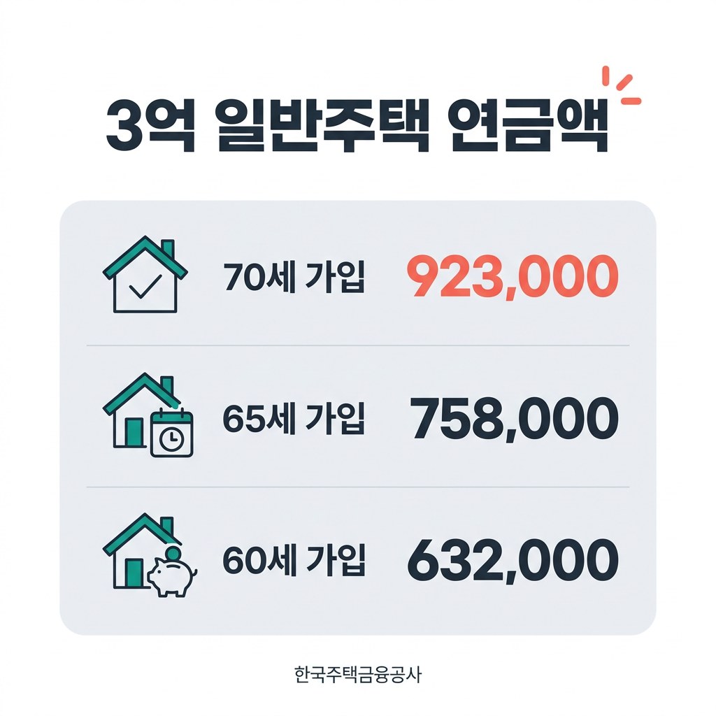 주택연금 계산기 3억 일반주택 연금액