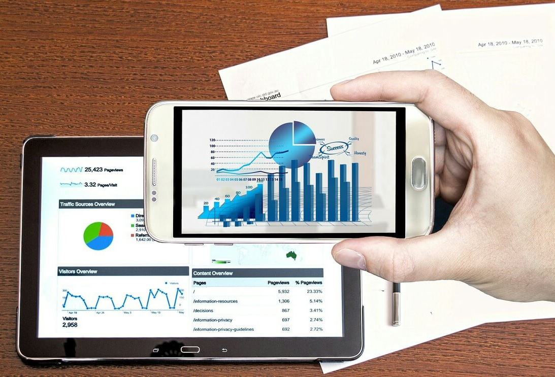 아이패드와 스마트폰에 그래프