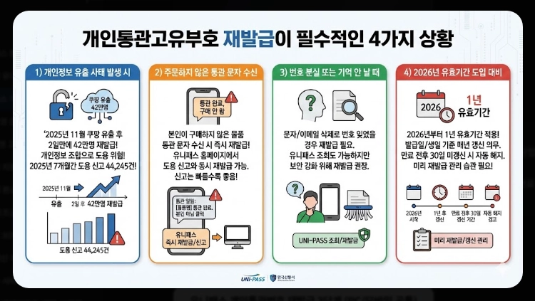 유니패스 개인통관번호 재발급
