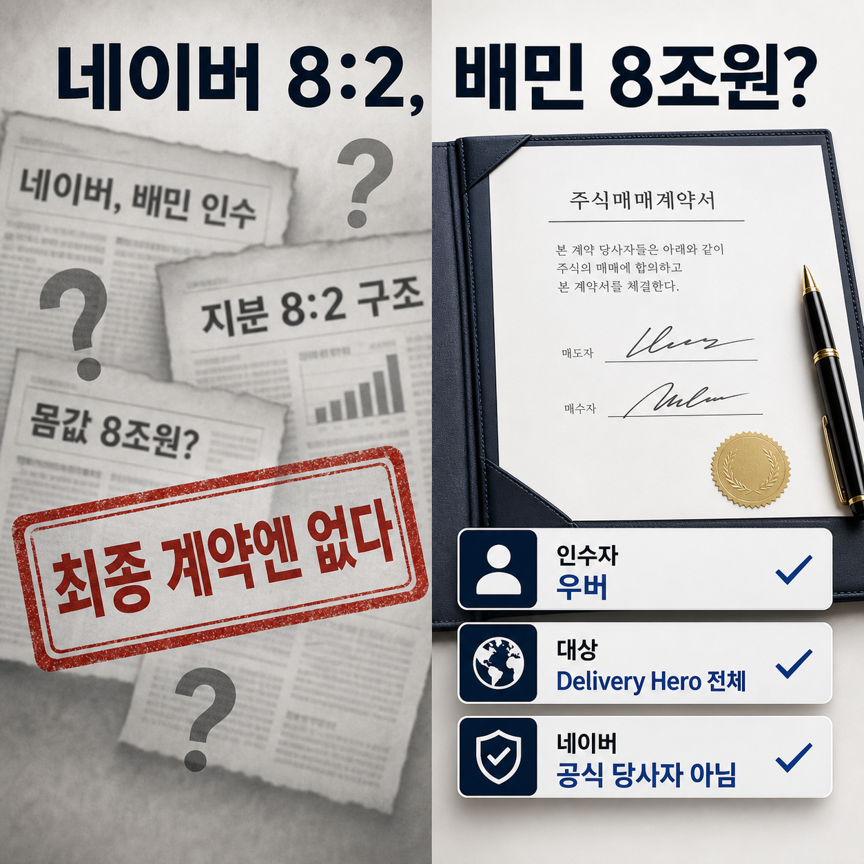 네이버·우버 8대2 보도와 최종 계약의 차이