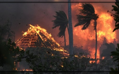 마우이섬이 불타고 있는 사진