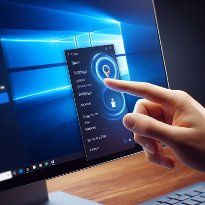 Windows 설정 창에서 PIN 옵션을 터치하는 손가락