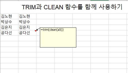 TRIM과 CLEAN 함수를 함께 사용하기 예