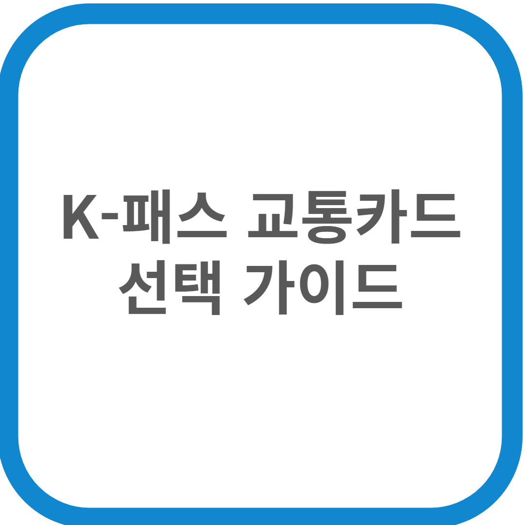 k-패스 교통카드 선택 가이드