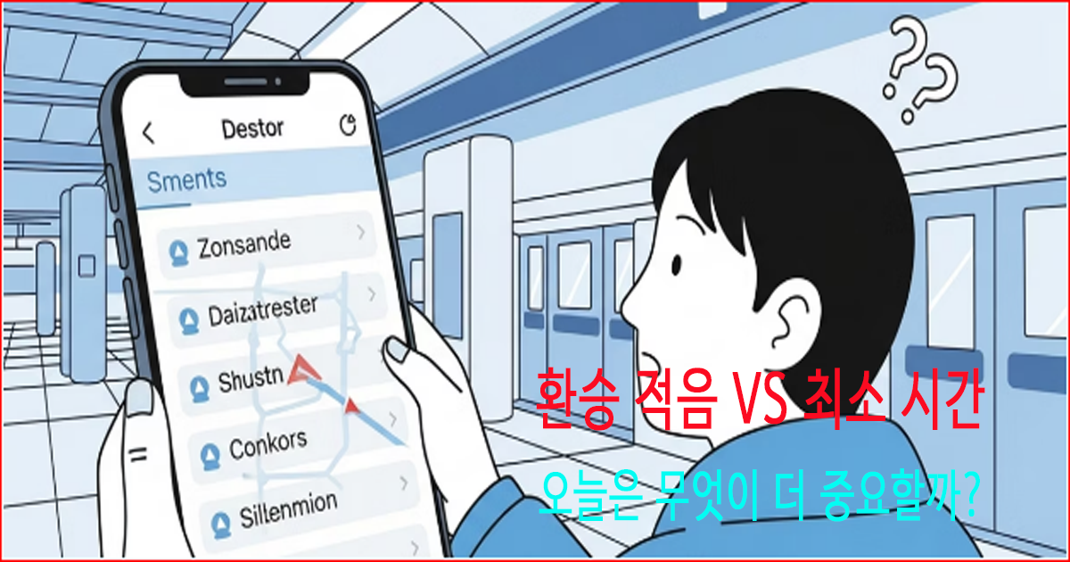 세 경로 카드의 총 소요시간·환승 횟수·도보 거리를 나란히 비교하는 화면