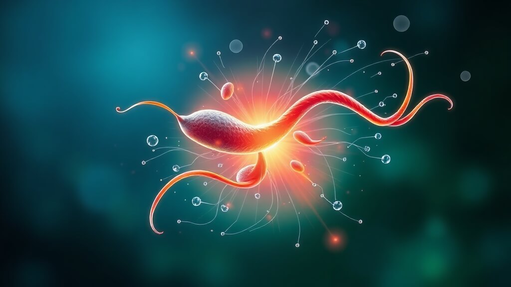 활기차게 운동하는 남성의 뒷모습 또는 남성 활력에 좋다고 알려진 영양제가 나열된 모습. 남성 건강 관리와 정자의 활성도 유지의 중요성을 강조한다.