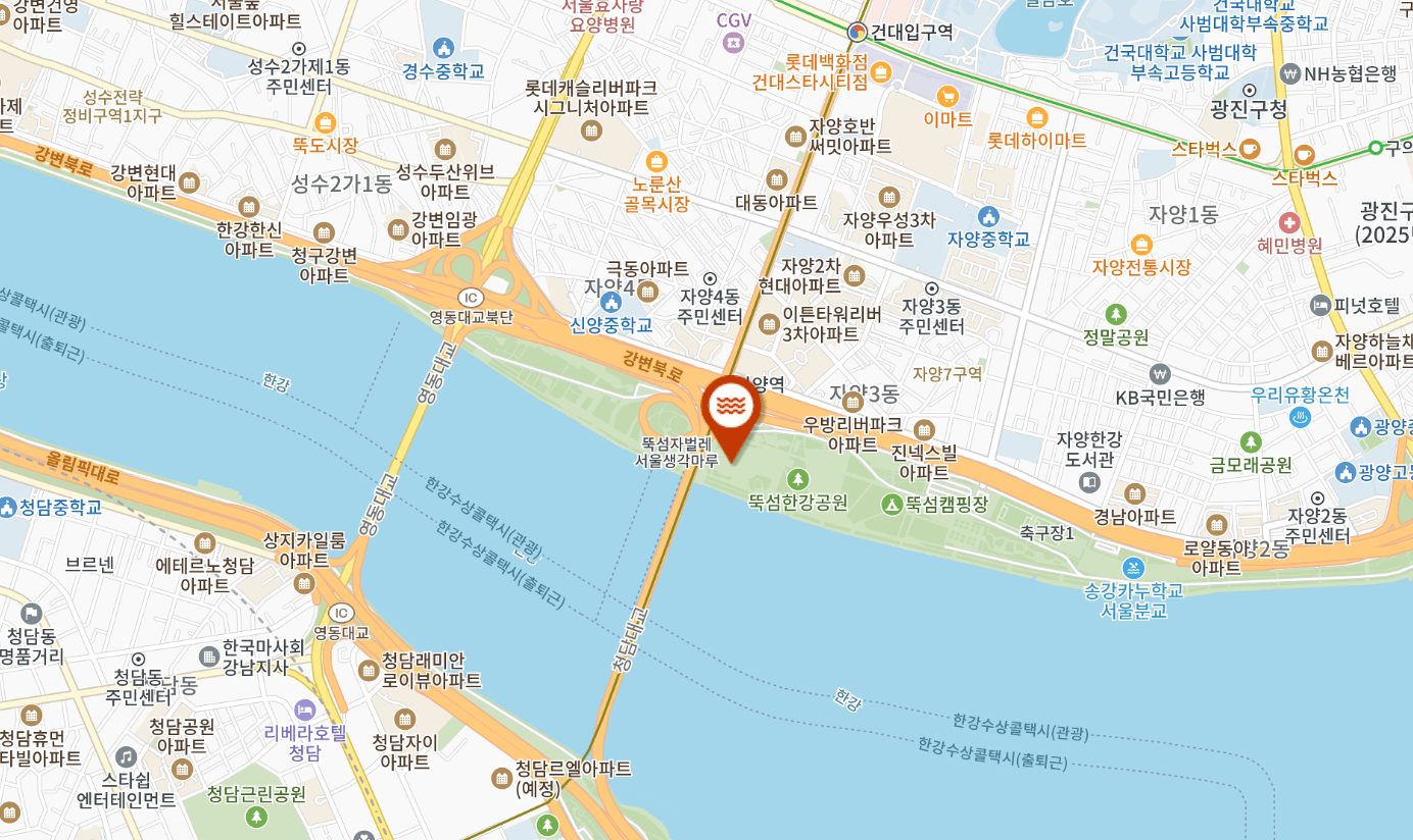뚝섬 한강 수영장 위치 지도