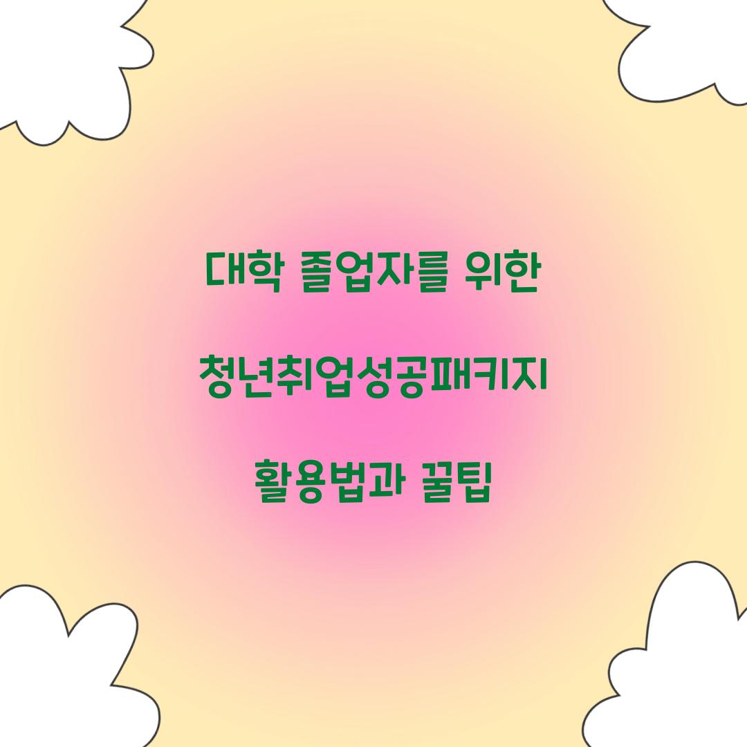 대학 졸업자를 위한 청년취업성공패키지 활용법