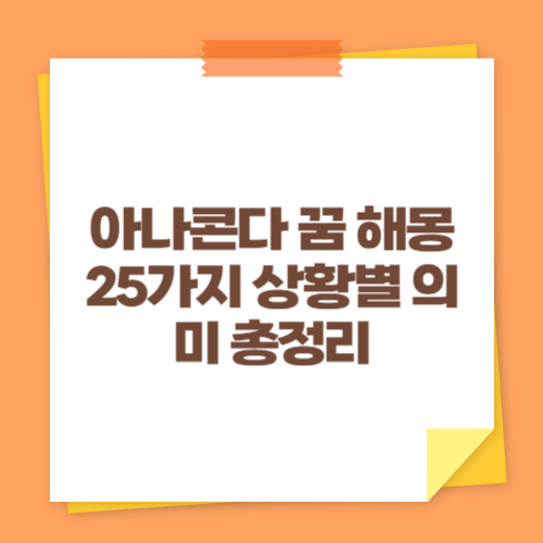 아나콘다 꿈 해몽 25가지 상황별 의미 총정리