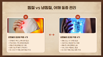 어깨 결림 온찜질 냉찜질 비교