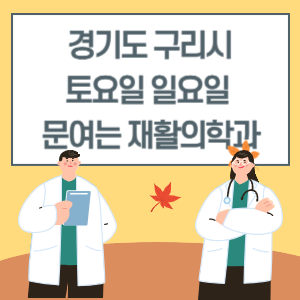경기도 구리시 토요일 일요일 재활의학과 진료 문여는 병원 리스트