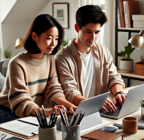 일하는 부부 사진