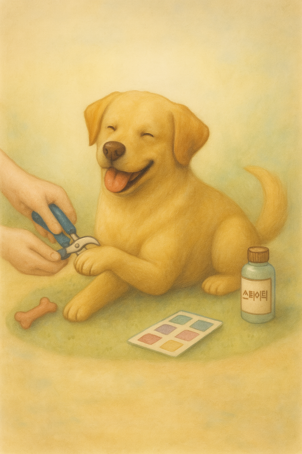 강아지 발톱을 안다치게 깍으려고 하는 이미지